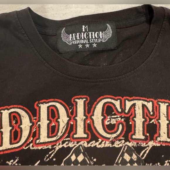 Addiction Black Graphic T-Shirt live fast die last motorcycle  racing - Picture 7 of 9